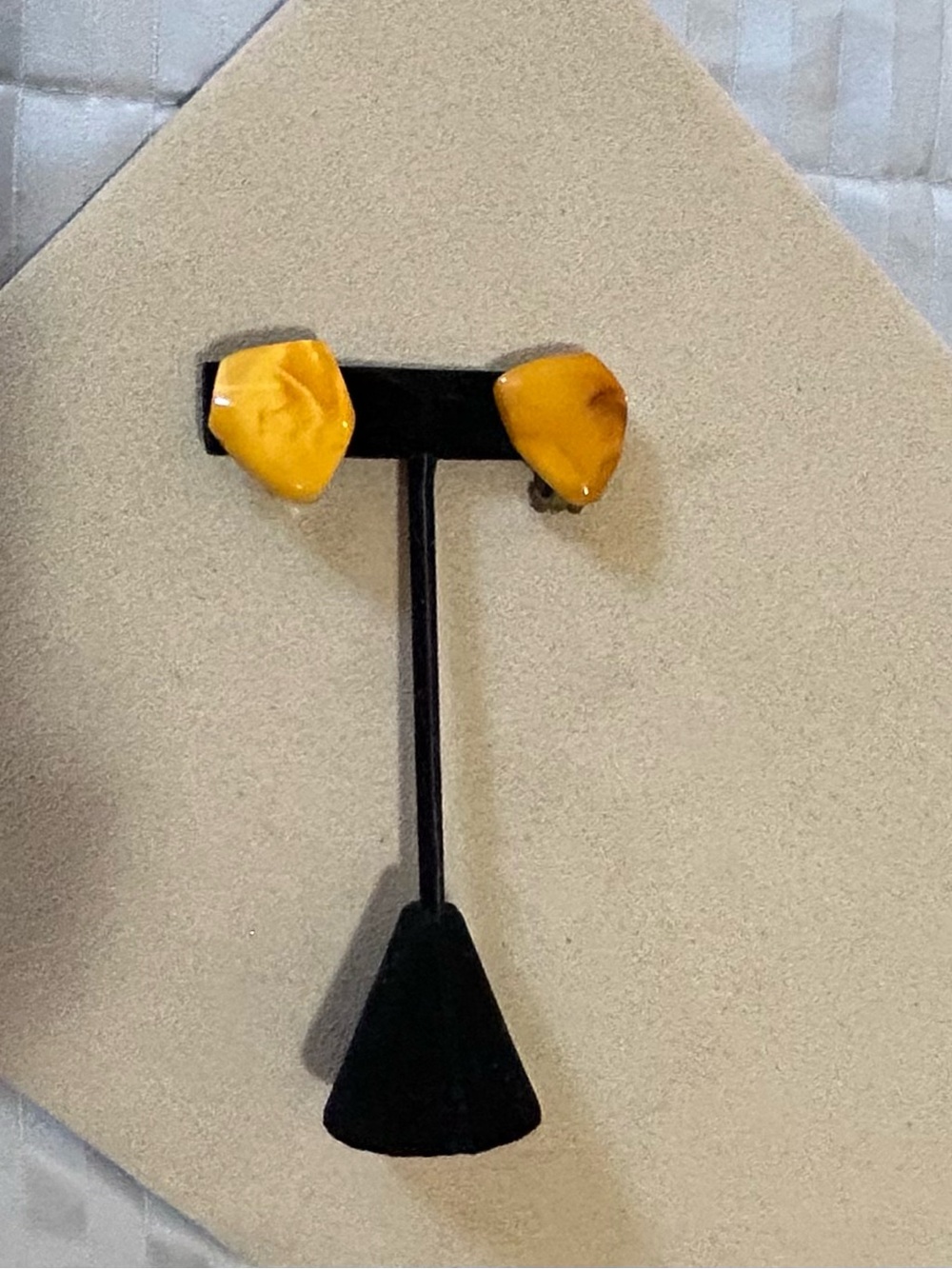 Authentic Baltic Amber (egg yolk) vintage CLIP earrings